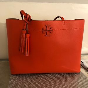 Red Tory Burch McGraw Tote Bag